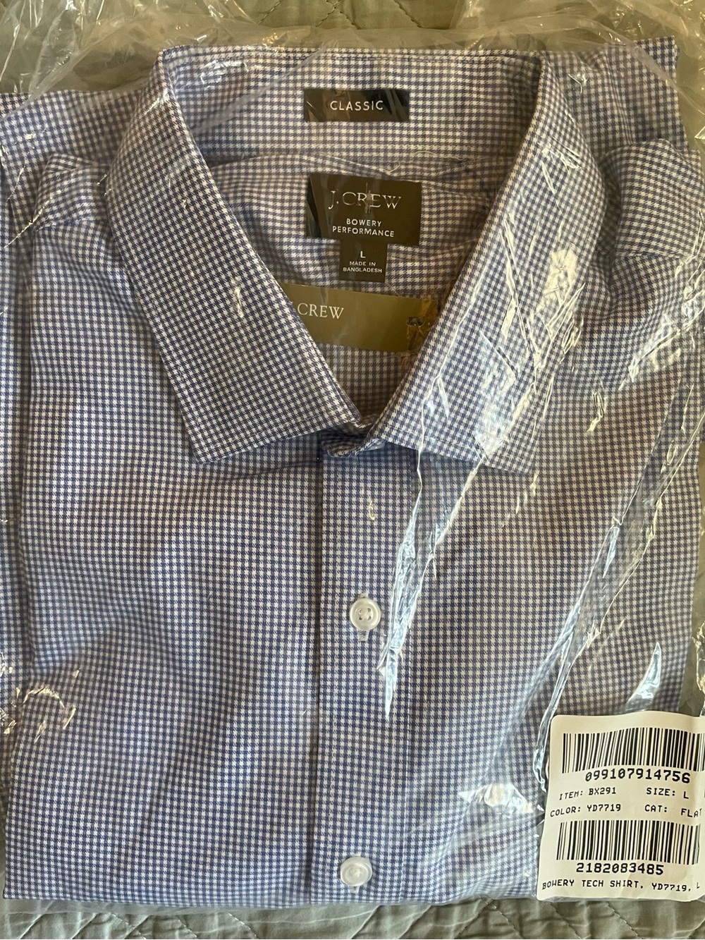 J. CREW Classic Bowery performance stretch dress shirt in Check Blue Size L $98 - Picture 6 of 10